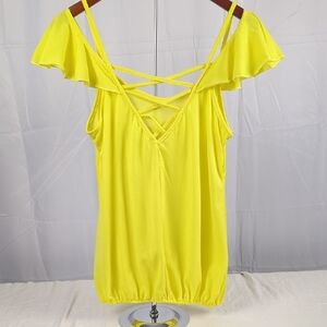 Yellow Ruffle Strap Tank Top